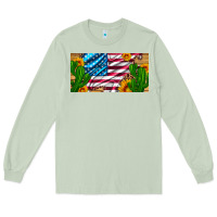 Matcha usa flag and cactus and sunflowers with leopard and wood license  plat Long Sleeve Tee - Artiststas