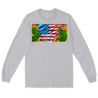 Moon Dust usa flag and cactus and sunflowers with leopard and wood license  plat Long Sleeve Tee - Artiststas