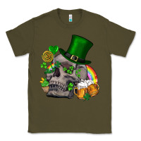 Army Green St Patrick's Day boho skull Classic Tee - FaDigitalArtStudio