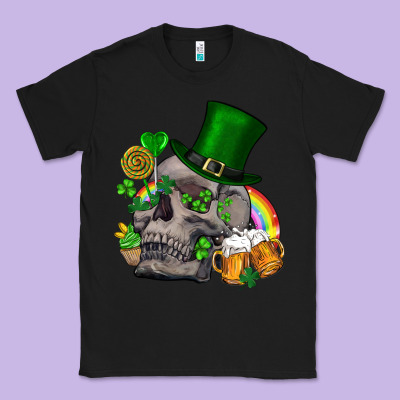 St Patrick's Day Boho Skull Classic Tee Designed By Fadigitalartstudio
