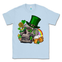 Dusty Blue St Patrick's Day boho skull Classic Tee - FaDigitalArtStudio