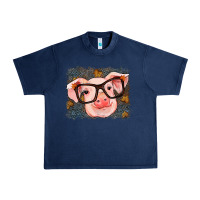 Navy Fall Autumn Pig Urban Heavy Tee - RanaPortraitStore