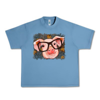 Pebble Blue Fall Autumn Pig Urban Heavy Tee - RanaPortraitStore