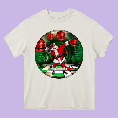 Dancing Santa Heavy Core Tee Designed By Fadigitalartstudio