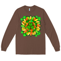 Chestnut sunflower with st patricks smiley face and shamrock with glitter Long Sleeve Tee - Artiststas
