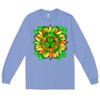 Colony Blue sunflower with st patricks smiley face and shamrock with glitter Long Sleeve Tee - Artiststas