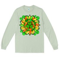 Matcha sunflower with st patricks smiley face and shamrock with glitter Long Sleeve Tee - Artiststas