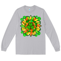 Moon Dust sunflower with st patricks smiley face and shamrock with glitter Long Sleeve Tee - Artiststas