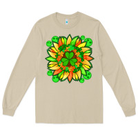 Mushroom sunflower with st patricks smiley face and shamrock with glitter Long Sleeve Tee - Artiststas
