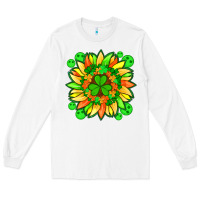 White sunflower with st patricks smiley face and shamrock with glitter Long Sleeve Tee - Artiststas