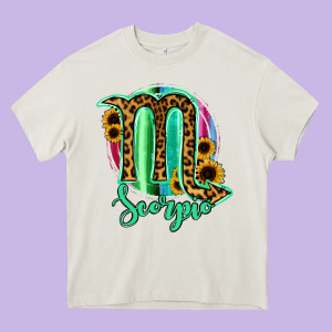 Scorpio Zodiac Sign Sunflower Leopard Serape Heavy Core Tee Designed By Ranaportraitstore