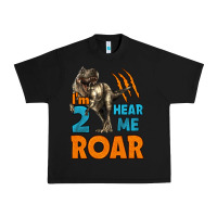 Black i'm two hear me roar dinosaur birthday Urban Heavy Tee - LillyAllenDesigns