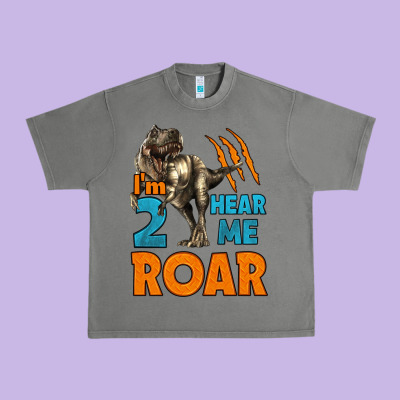 I'm Two Hear Me Roar Dinosaur Birthday Urban Heavy Tee Designed By Lillyallendesigns