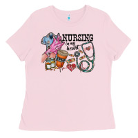 Bubblegum Pink nursing in my heart Ladies Tee - RacoonDesign