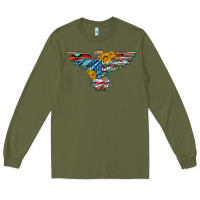 Army Green thunderbird with usa flag and sunflowers Long Sleeve Tee - Artiststas