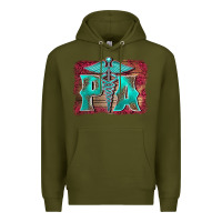 Army Green physician medical symbol assistant nurse background Premium Hoodie - BarkalooDesign