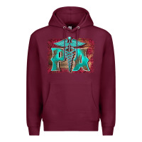 Burgundy physician medical symbol assistant nurse background Premium Hoodie - BarkalooDesign