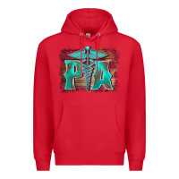 Red physician medical symbol assistant nurse background Premium Hoodie - BarkalooDesign