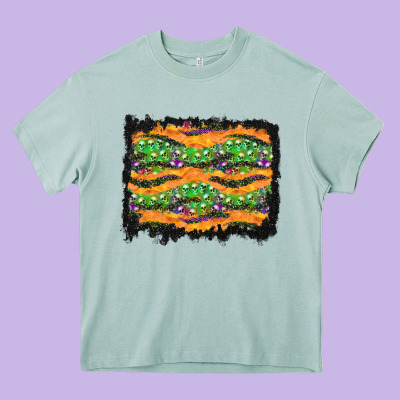Halloween Skull Background Heavy Core Tee Designed By Bundleandbundleshop