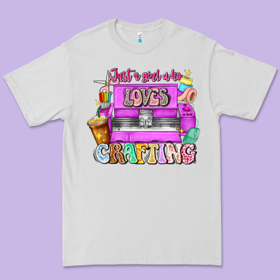 Just A Girl Who Loves Crafting Premium Tee Designed By Cowhidedigitalart