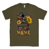 Army Green mess bun mama sunflowers Classic Tee - BarkalooDesign