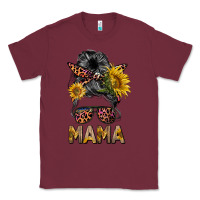 Burgundy mess bun mama sunflowers Classic Tee - BarkalooDesign