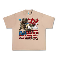 Burro Red White Rawr Dinosaur T-Rex Urban Heavy Tee - LillyAllenDesigns