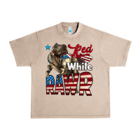 French Oak Red White Rawr Dinosaur T-Rex Urban Heavy Tee - LillyAllenDesigns