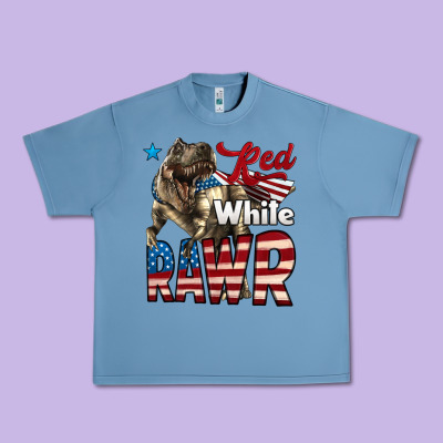 Red White Rawr Dinosaur T-rex Urban Heavy Tee Designed By Lillyallendesigns