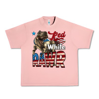 Salmon Red White Rawr Dinosaur T-Rex Urban Heavy Tee - LillyAllenDesigns