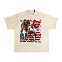 Sandshell Red White Rawr Dinosaur T-Rex Urban Heavy Tee - LillyAllenDesigns