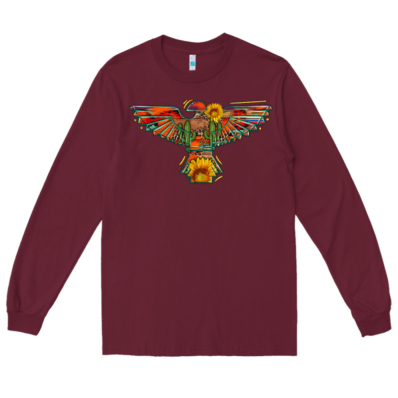Thunderbird  Wild Soul With Sunflower Serape Aztec Long Sleeve Tee by Artiststas | Teevron