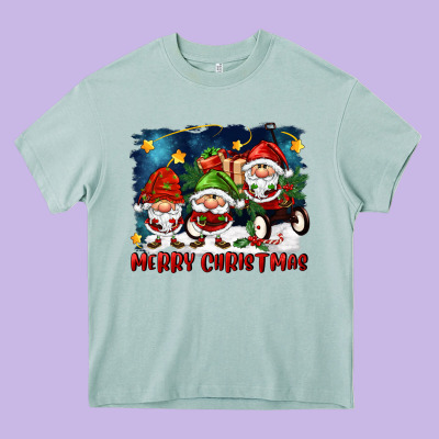 Merry Christmas Gnomies Wagon Heavy Core Tee Designed By Fadigitalartstudio