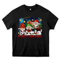 Black merry christmas gnomies wagon Heavy Core Tee - FaDigitalArtStudio
