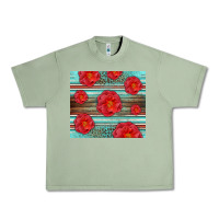 Oil Green Western Roses Urban Heavy Tee - LillyAllenDesigns