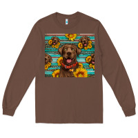 Chestnut Chocolate Labrador with sunflowers western Long Sleeve Tee - Artiststas