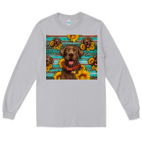 Moon Dust Chocolate Labrador with sunflowers western Long Sleeve Tee - Artiststas