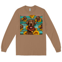 Toasted Coconut Chocolate Labrador with sunflowers western Long Sleeve Tee - Artiststas
