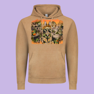Camouflage Bunny Background Vintage Hoodie Designed By Barkaloodesign