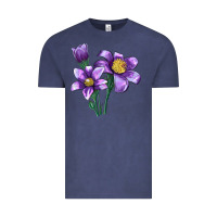 Vintage Denim Pasque Flower Illustrations Vintage Tee - LillyAllenDesigns