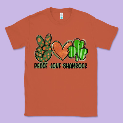 Peace Love Shamrock Classic Tee Designed By Fadigitalartstudio