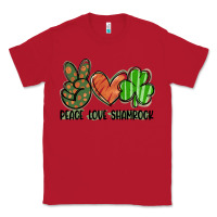Red peace love shamrock Classic Tee - FaDigitalArtStudio