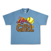 Pebble Blue Love My Girl Softball Urban Heavy Tee - LillyAllenDesigns