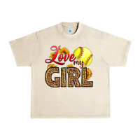 Sandshell Love My Girl Softball Urban Heavy Tee - LillyAllenDesigns