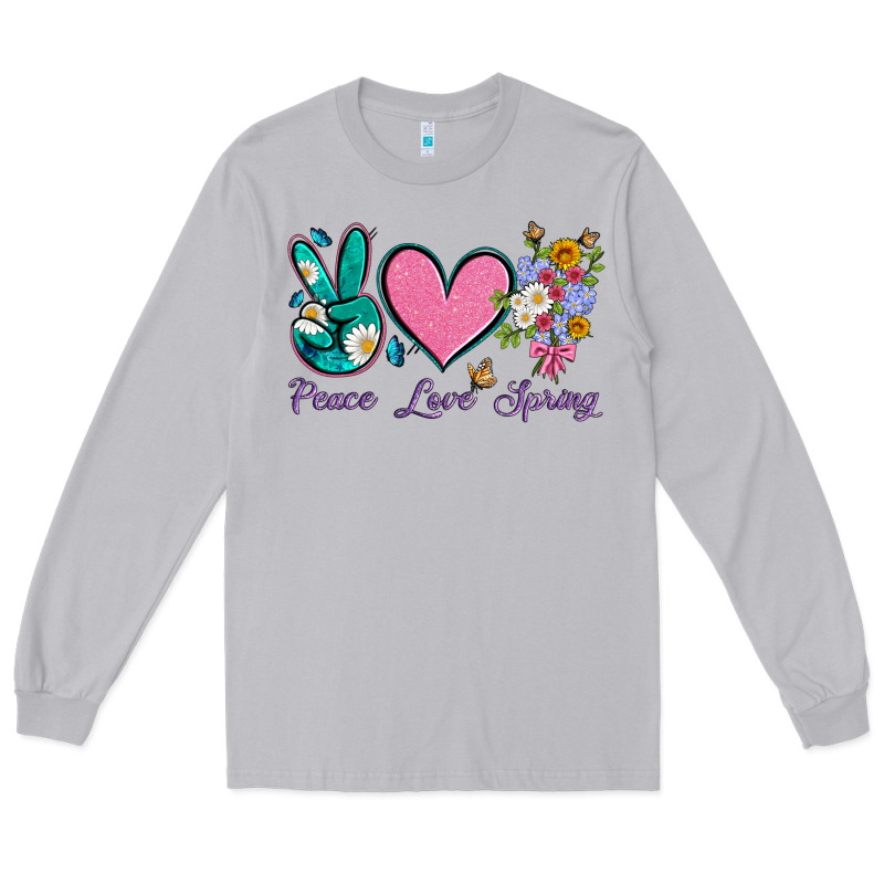 Peace Love Springwith Flowers And Butterfly Long Sleeve Tee by Artiststas | Teevron