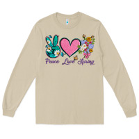 Mushroom peace love springwith flowers and butterfly Long Sleeve Tee - Artiststas
