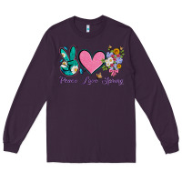 Plum peace love springwith flowers and butterfly Long Sleeve Tee - Artiststas