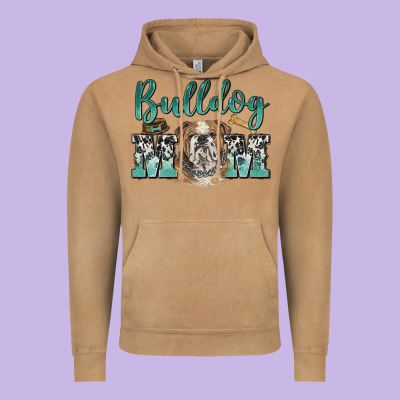 Bulldog Mom Vintage Hoodie Designed By Barkaloodesign