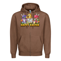 Chestnut happy easter gnomies Zipper Hoodie - chombo