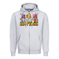 Heather Grey happy easter gnomies Zipper Hoodie - chombo